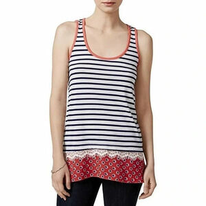 MAISON JULES TIERED STRIPE TANK TOP SIZE SMALL